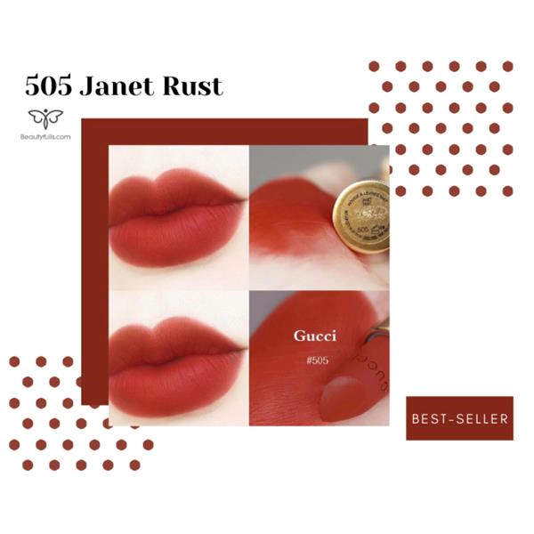 Son Gucci 505 Janet Rust màu đỏ đất màu son đẹp nhất
